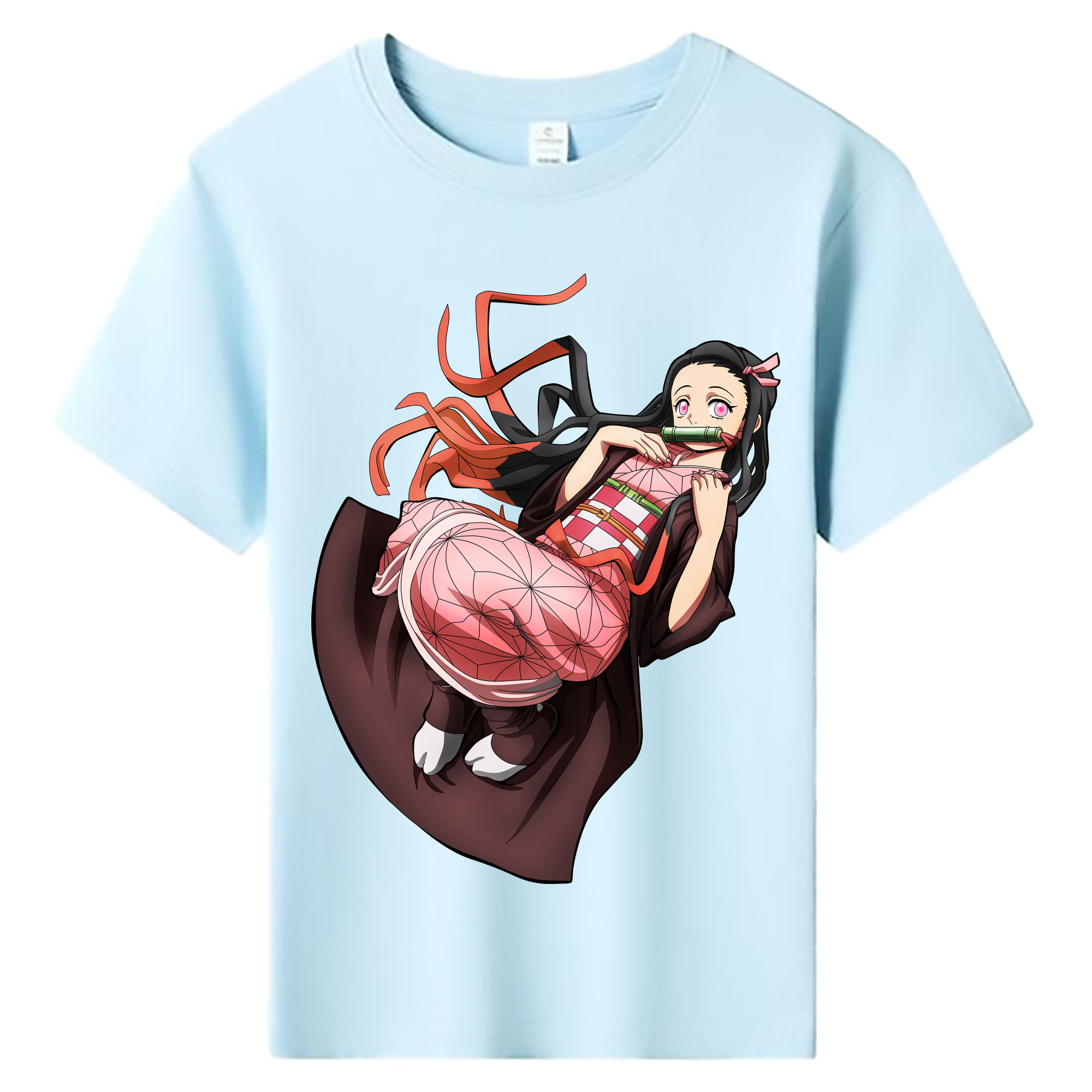 （画像用） 鬼滅の刃（きめつのやいば）竈門 禰󠄀豆子／かまど ねずこ Kamado Nezuko 綿100％キッズTシャツ（フロントプリント）